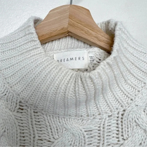 Dreamers Womens S/M Mock Neck Cable Knit  Chunky Sweater Dress Ivory Color - Picture 11 of 15